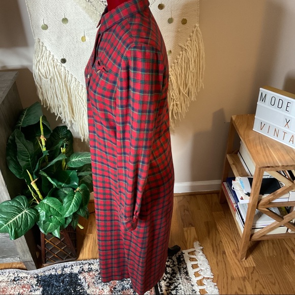 Vintage 1979 Evan-Picone Wool Cotton Blend Plaid Dress Size 10 Red - Picture 3 of 8